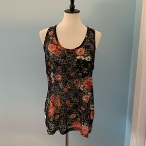 EUC Zenana Outfitters Multi Color Top Black Background Racer back Size Med